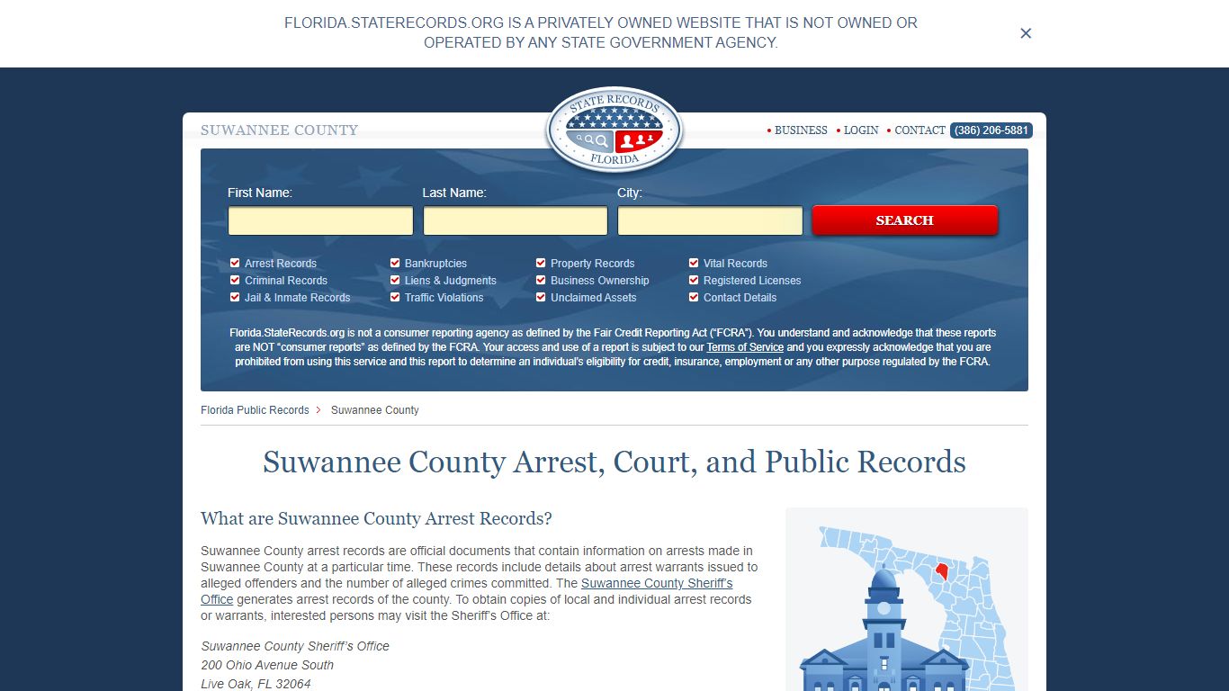 Suwannee County Arrest, Court, and Public Records