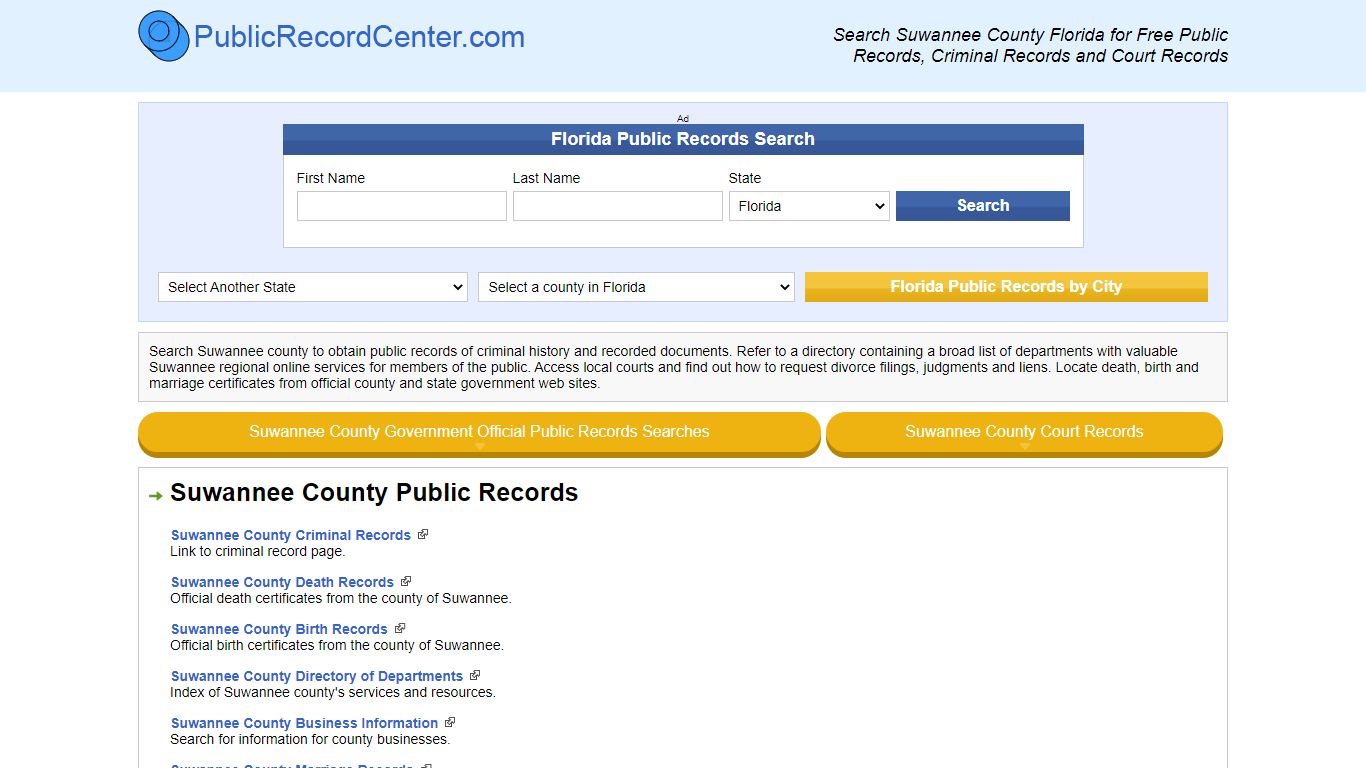 Suwannee County Florida Free Public Records - Court ...