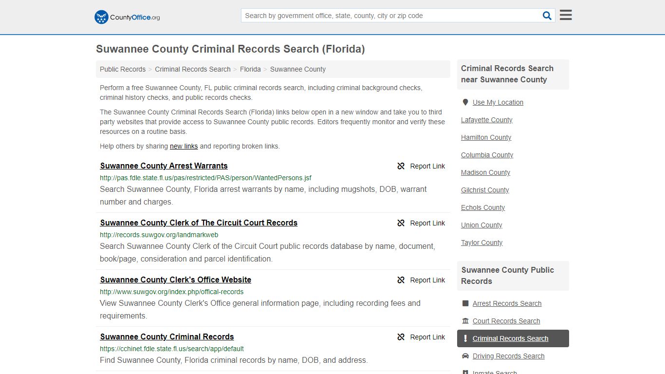 Criminal Records Search - Suwannee County, FL (Arrests ...